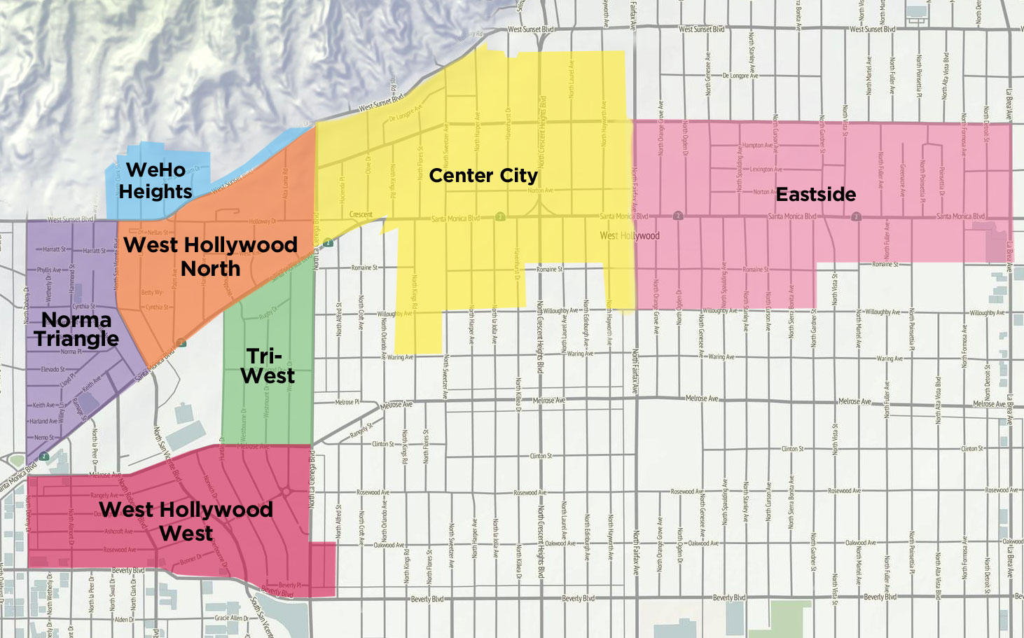 Map Of West Hollywood Get to Know West Hollywood's 7 Neighborhoods   WEHOville