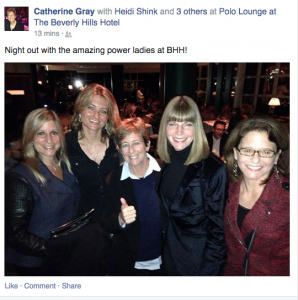 Heidi Shink, second from right, at the Beverly Hills Hotel's Polo Lounge (Facebook)