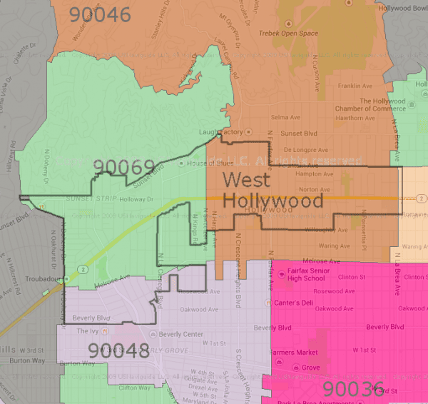 West Hollywood Zip Code Map Report Shows Little Growth in WeHo Real Estate Prices In Last 