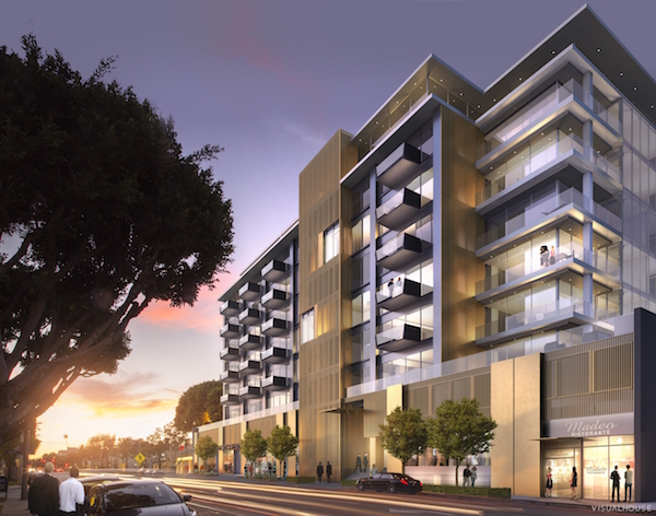 A rendering of the proposed restyled south facade of 8899 Beverly Blvd.