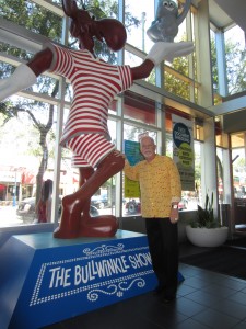 Rocky joins Bullwinkle in West Hollywood's City Hall lobby (Photo courtesy of Dan Morin)