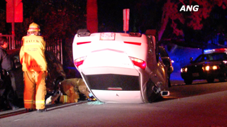 Crew investigating a car that flipped in the 1000 block of Westmount drive last night.