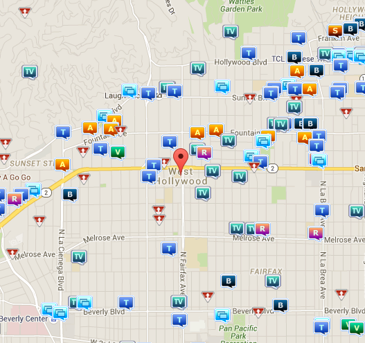 A map of West Hollywood crimes on CrimeReports.com