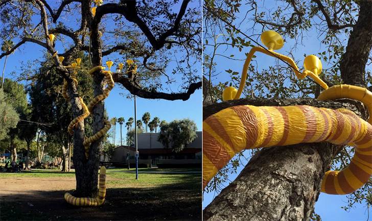 Tim Murphy's "And the Tree Was Happy" installation in Plummer Park.