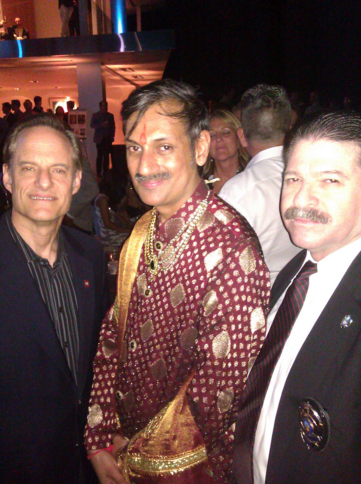 Mitchell Grobeson, right, with AHF CEO Michael Weinstein, left, and gay Indian Prince Manvendra
