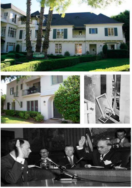 Monroe lived in a duplex apartment at 8336 De Longpre Ave in November 1954. This was the time of the infamous Wrong Door Raid at 8122 Waring Ave. involving Joe DiMaggio and Frank Sinatra, testifying at a hearing on the matter.