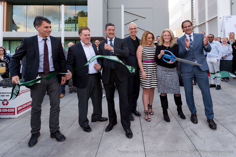 Cutting the ribbon, from left to right City Manager Paul Arevalo, Public Works Director Oscar Delgado, city council members John Duran and John Heilman, Mayor Lauren Meister and city council members Lindsey Horvath and John D'Amico.
