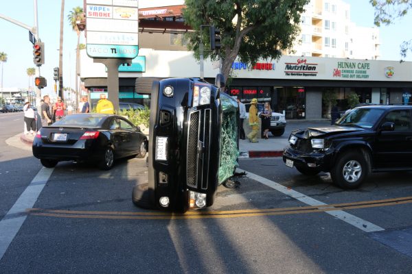 Three car accident at the intersection of Laurel Avenue and Sunset Boulevard. (Photo by  Jim Garrecht / ANG News)