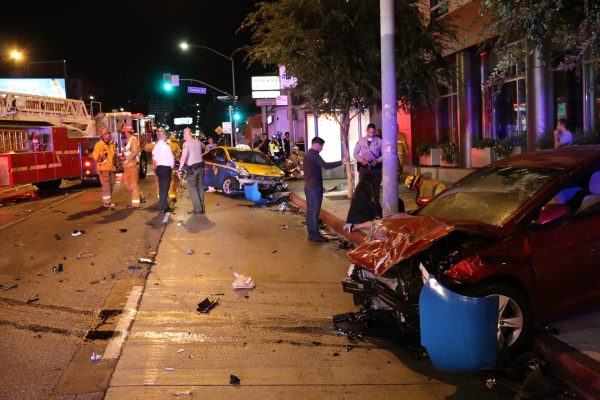 Scene of three-car crash at La Brea and Fountain avenues. (Photo by Jim Garrecht / ANG News)