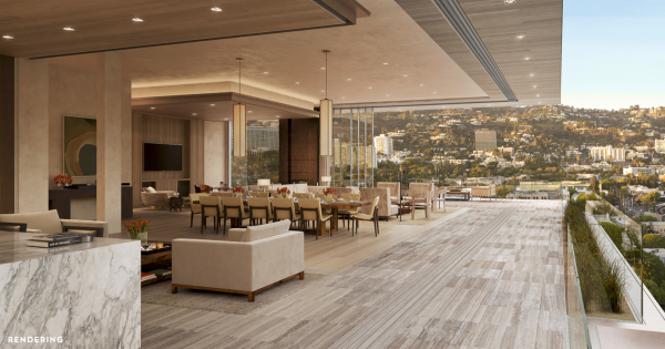 A rendering of the view from a multi-million condo planned for 8899 Beverly Blvd.