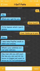 Screenshot of WEHOville negotiation with a local meth dealer on Grindr.