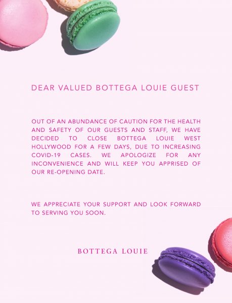 Bottega Louie To Close Temporarily Amid Covid Surge Wehoville